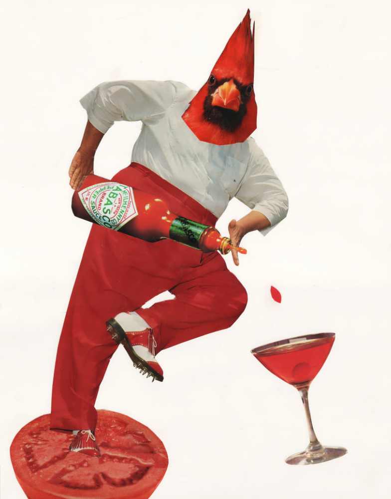 A Dash of Red analog collage.