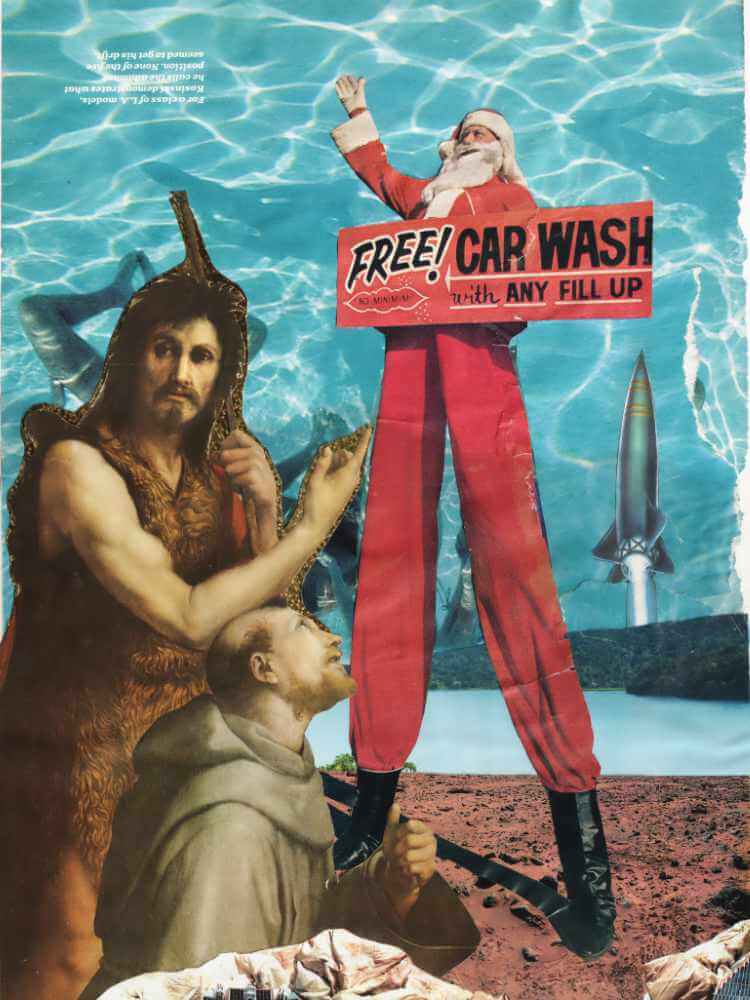 Free Car Wash With Any Fill-Up analog collage.
